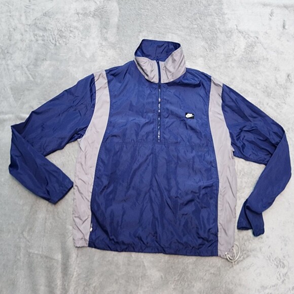 Vintage Nike Anorak Windbreaker Jacket Men's Size XL Blue Grey Athletic 80s - Picture 1 of 16